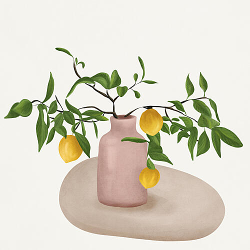 Modern Lemon Branches Art Print