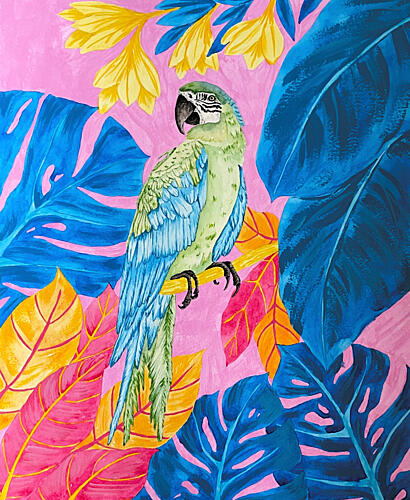 Vibrant Tropical Parrot Art Print by Giovanna Juliao