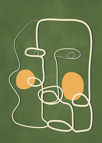 Green Line Portrait Art Print