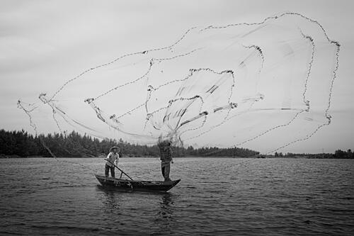 Traditional Cast Net Fishing Art Print