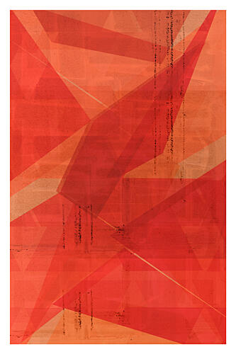 Red Geometric Layers Art Print by Cartissi