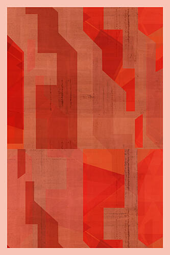 Red Geometric Layers Art Print by Cartissi