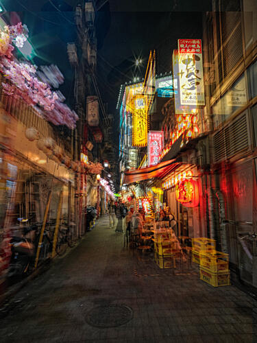 Japanese Blossoms Night Blur Art Print