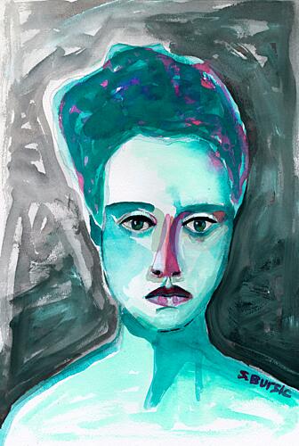 Teal Expressive Portrait Art Print