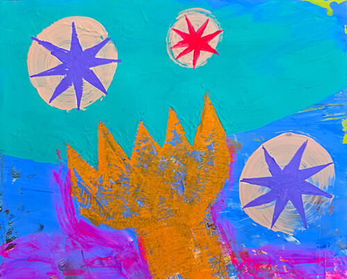 Abstract Crown and Stars Art Print