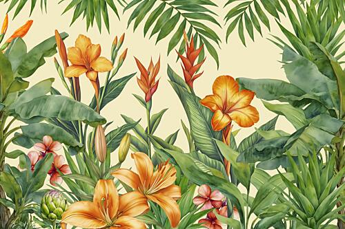 Lush Tropical Garden Blooms Art Print