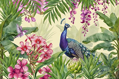 Tropical Peacock Paradise Art Print