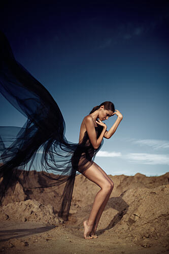 Elegant Woman Desert Sky Art Print