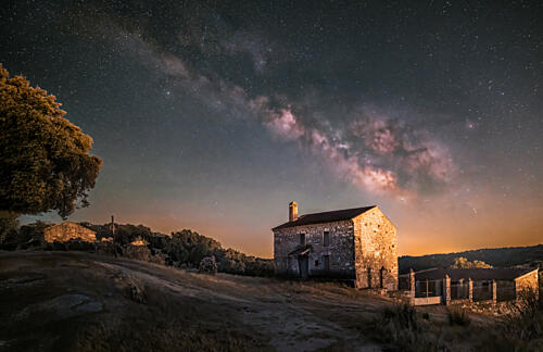 Milky Way Stone House Art Print