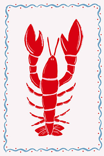 Coastal Red Lobster Art Print by Giovanna Juliao