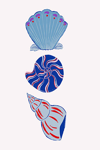 Blue Red Seashells Art Print