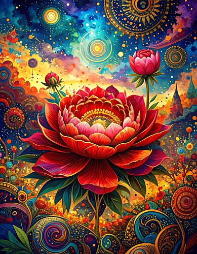 Vibrant Cosmic Flower Art Print by Kay Shanley