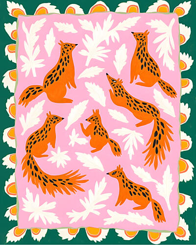 Playful Forest Foxes Art Print
