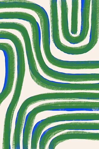 Green Abstract Lines Art Print