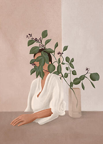 Serene Botanical Woman Art Print