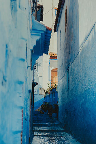 Chefchaouen Blue Steps Art Print by Kohei Yamashita