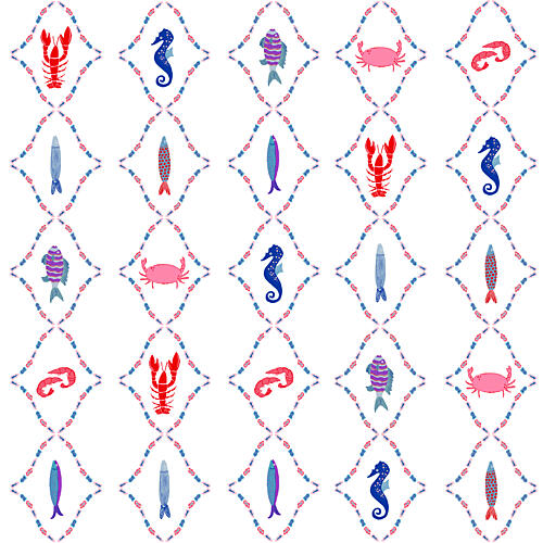 Whimsical Marine Pattern Art Print by Giovanna Juliao