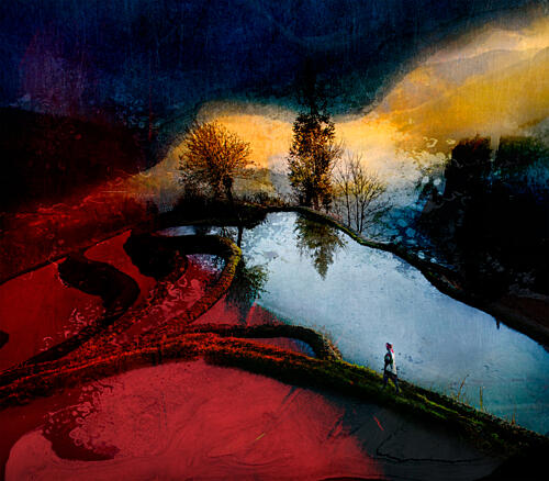 Solitary Terraces Glow Art Print