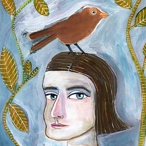 Lady with the Bird Art Print