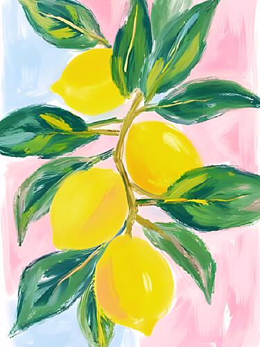Vibrant Lemon Branch Art Print