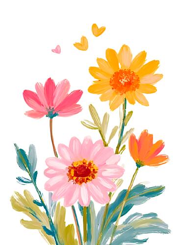 Cheerful Garden Flowers Art Print