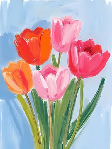 Vibrant Tulip Bouquet Art Print