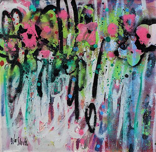 Vibrant Floral Graffiti Moderne reproduction