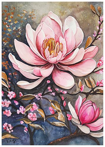 Pink Magnolia Bloom Art Print by Kay Shanley