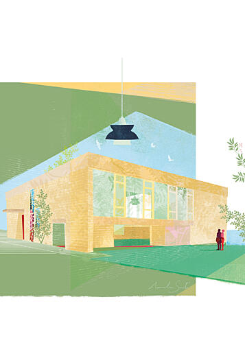 Modern House Landscape Art Print