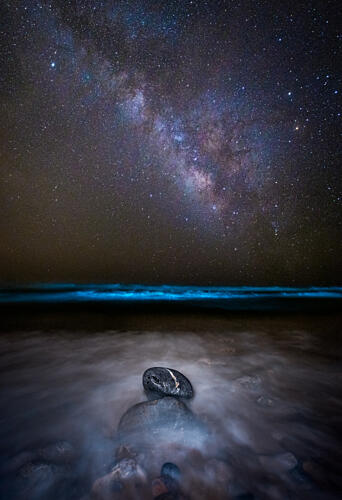 Milky Way Glowing Waves Art Print