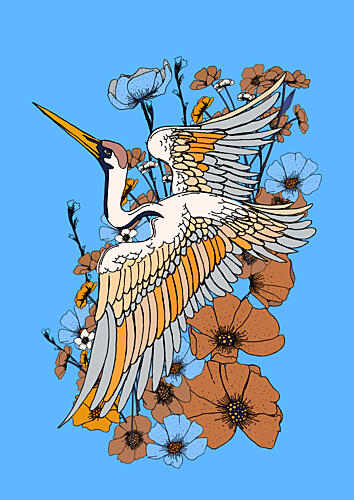 Elegant Bird Among Blooms Art Print
