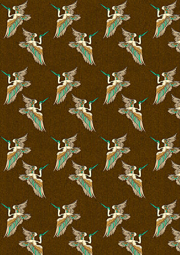 Graceful Teal Bird Pattern Art Print