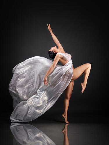 Ethereal Dance in Flowing White Art Print by Giorgia Corniola