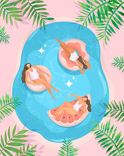 Hot Girl Float Club Art Print