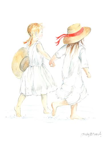 Girls on the Beach Art Print