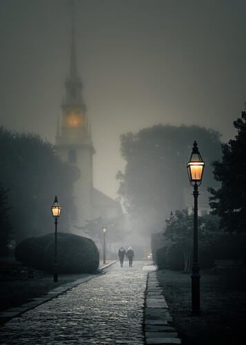 Misty Church Path Art Print by Shi and Amp Wei