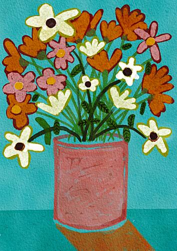 Colorful Vase Flowers Art Print