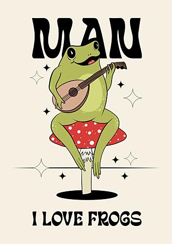 Cute Frog Musician Art Print