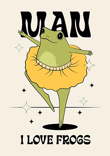 Dancing Frog Ballerina Art Print