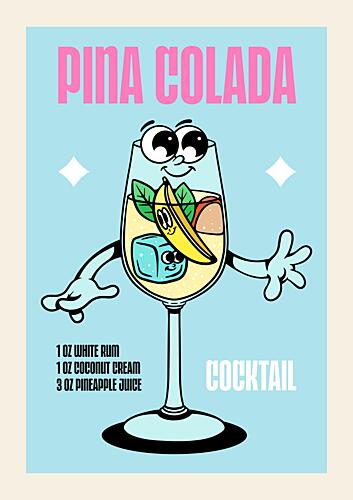 Happy Pina Colada Cocktail Art Print