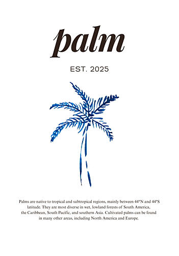 Blue Watercolor Palm Text Art Print