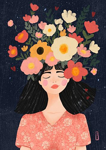 Blooming Mind Woman Art Print