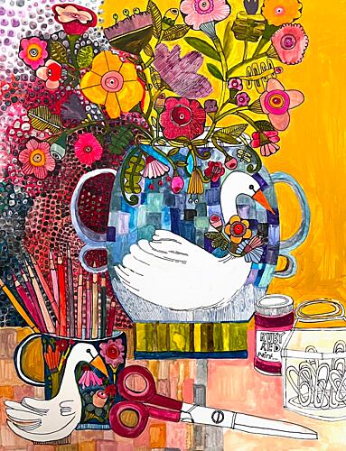 Still Life Swans Art Print