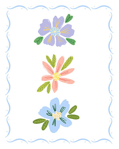 Pastel Whimsical Flowers Art Print by Giovanna Juliao