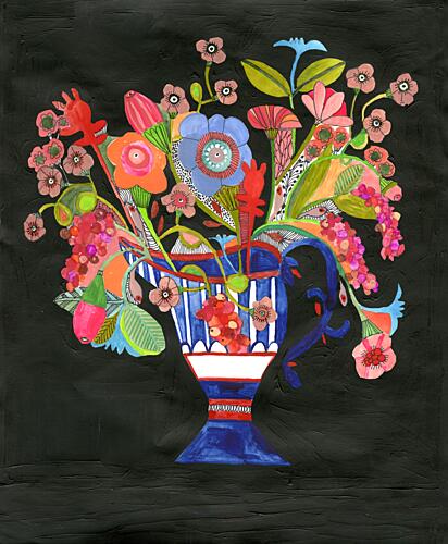 Vase Black Background Celebrate Art Print