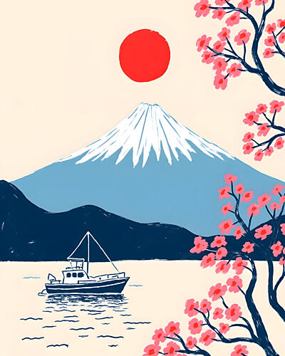 Mount Fuji Cherry Blossoms Art Print