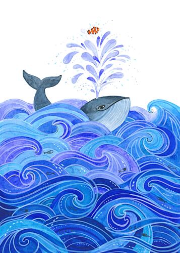 Whale and Clown Fish Art Print