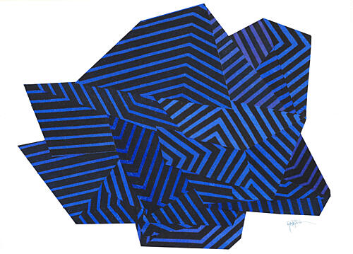 Abstract Blue Stripes Art Print by Paulina Varregn