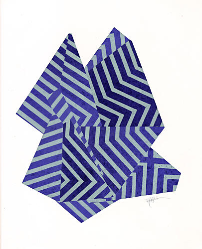 Optical Blue Stripes Geometric Print