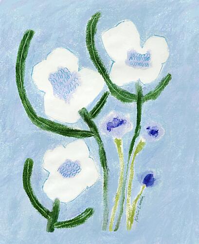 Blue Pastel Flowers Art Print